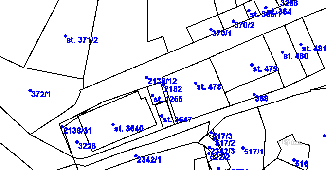 Parcela st. 2182 v KÚ Litomyšl, Katastrální mapa