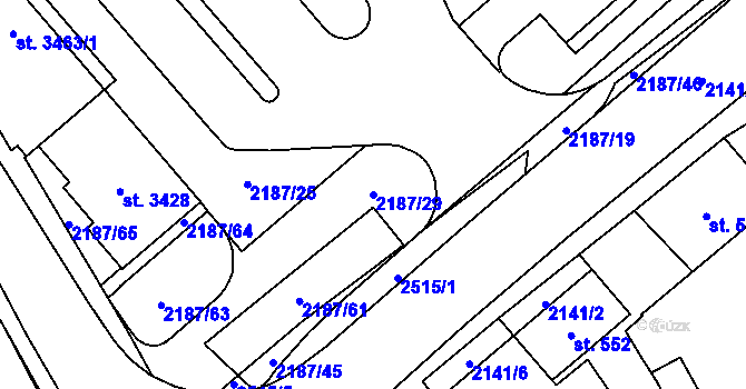 Parcela st. 2187/29 v KÚ Litomyšl, Katastrální mapa