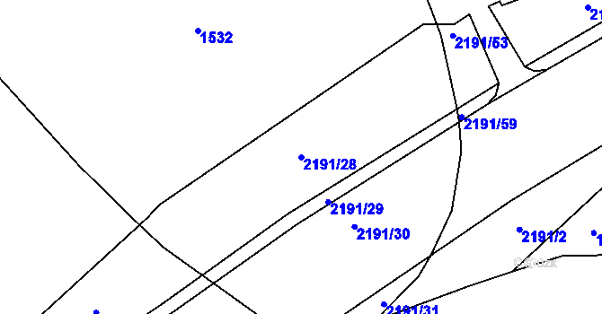 Parcela st. 2191/28 v KÚ Litomyšl, Katastrální mapa
