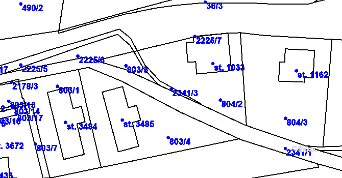 Parcela st. 2341/3 v KÚ Litomyšl, Katastrální mapa