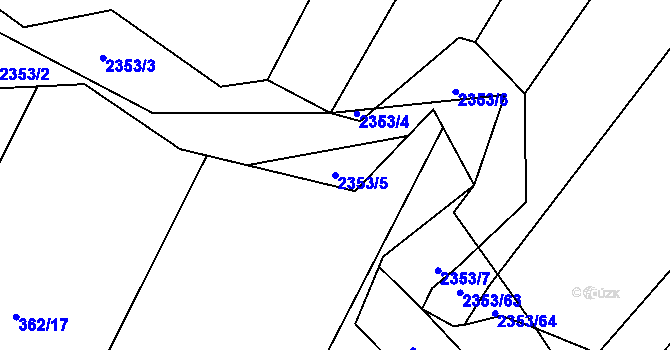 Parcela st. 2353/5 v KÚ Litomyšl, Katastrální mapa