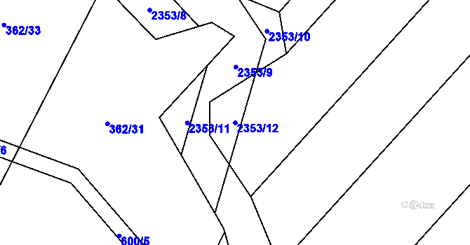 Parcela st. 2353/12 v KÚ Litomyšl, Katastrální mapa