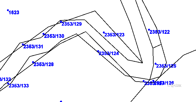 Parcela st. 2353/124 v KÚ Litomyšl, Katastrální mapa