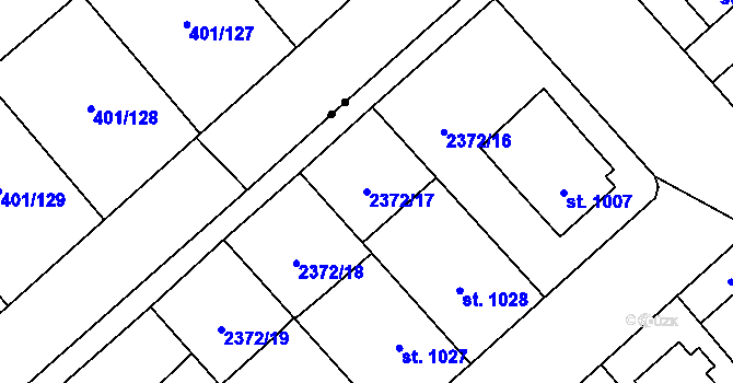 Parcela st. 2372/17 v KÚ Litomyšl, Katastrální mapa