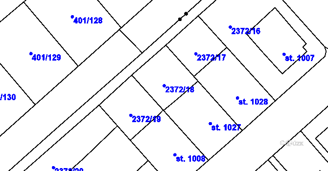 Parcela st. 2372/18 v KÚ Litomyšl, Katastrální mapa