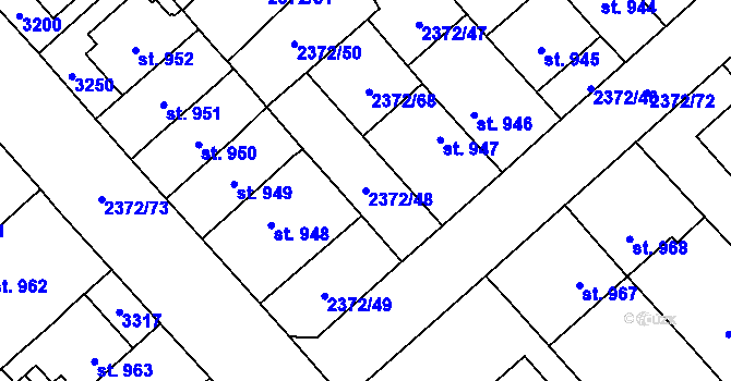 Parcela st. 2372/48 v KÚ Litomyšl, Katastrální mapa