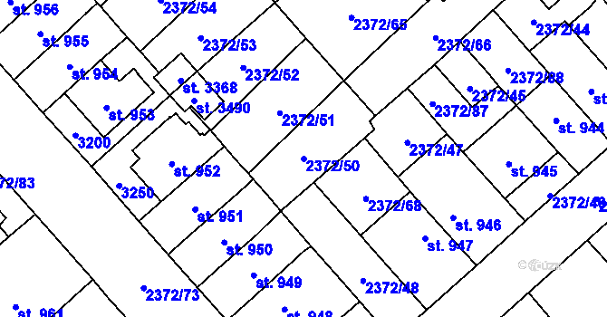 Parcela st. 2372/50 v KÚ Litomyšl, Katastrální mapa