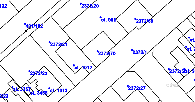 Parcela st. 2372/70 v KÚ Litomyšl, Katastrální mapa