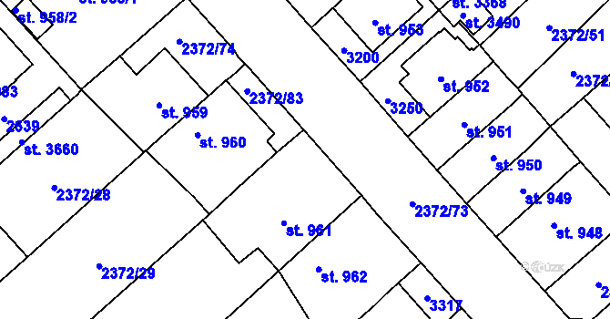 Parcela st. 2372/84 v KÚ Litomyšl, Katastrální mapa