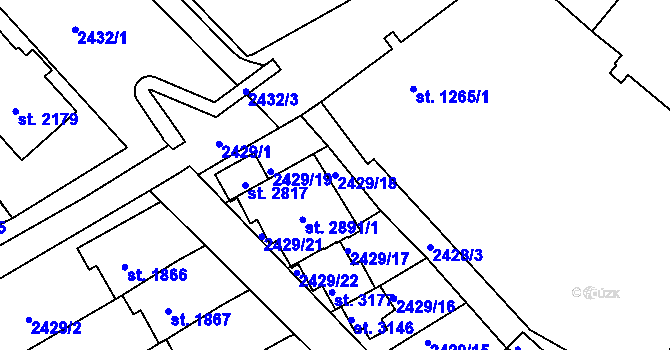 Parcela st. 2429/18 v KÚ Litomyšl, Katastrální mapa