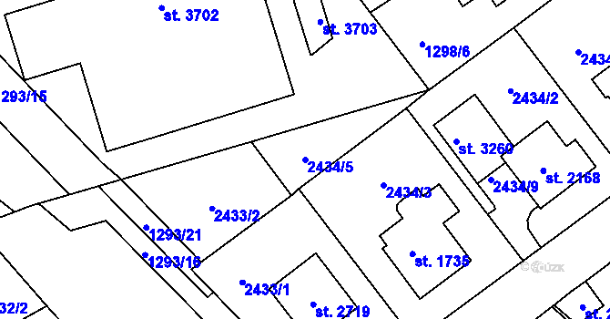 Parcela st. 2434/5 v KÚ Litomyšl, Katastrální mapa
