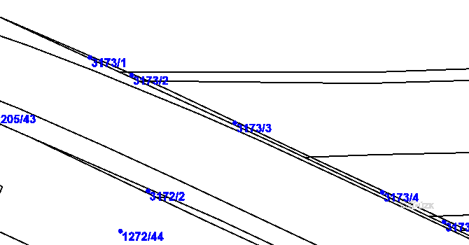 Parcela st. 3173/3 v KÚ Litomyšl, Katastrální mapa