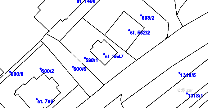 Parcela st. 3547 v KÚ Litomyšl, Katastrální mapa