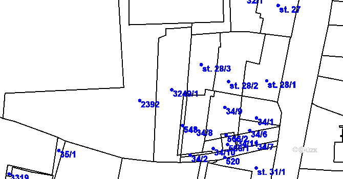 Parcela st. 3249/1 v KÚ Litomyšl, Katastrální mapa