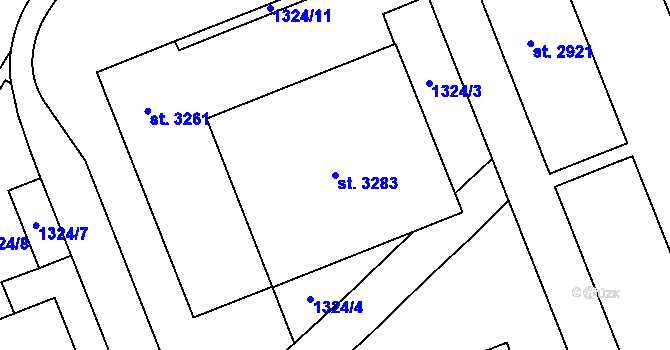 Parcela st. 3283 v KÚ Litomyšl, Katastrální mapa