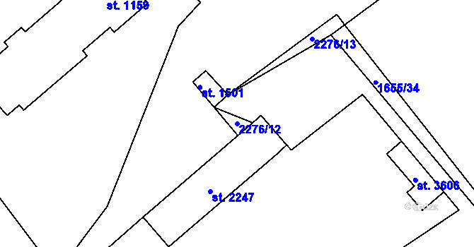 Parcela st. 2276/12 v KÚ Litomyšl, Katastrální mapa