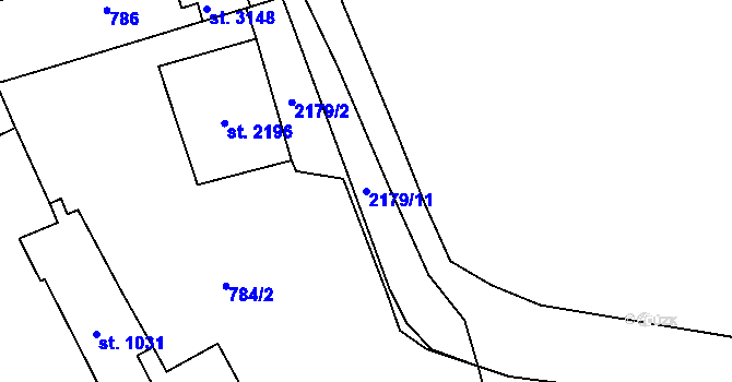 Parcela st. 2179/11 v KÚ Litomyšl, Katastrální mapa