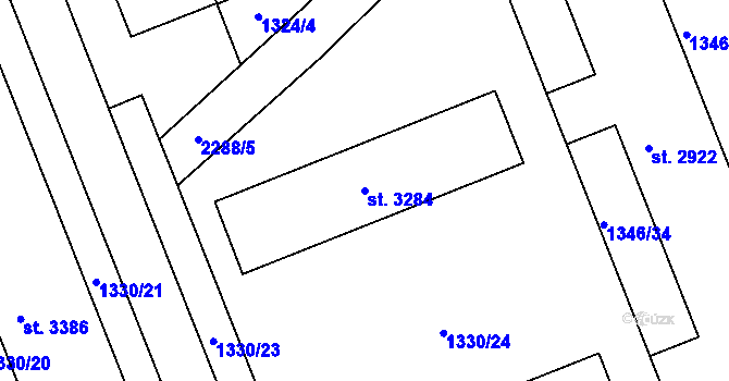 Parcela st. 3284 v KÚ Litomyšl, Katastrální mapa
