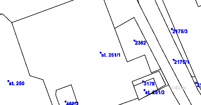 Parcela st. 251/1 v KÚ Litomyšl, Katastrální mapa