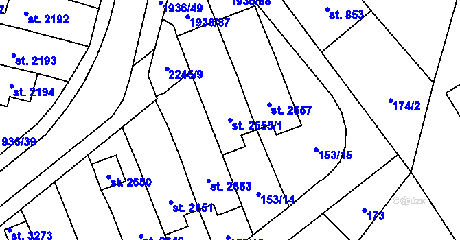 Parcela st. 2655/1 v KÚ Litomyšl, Katastrální mapa