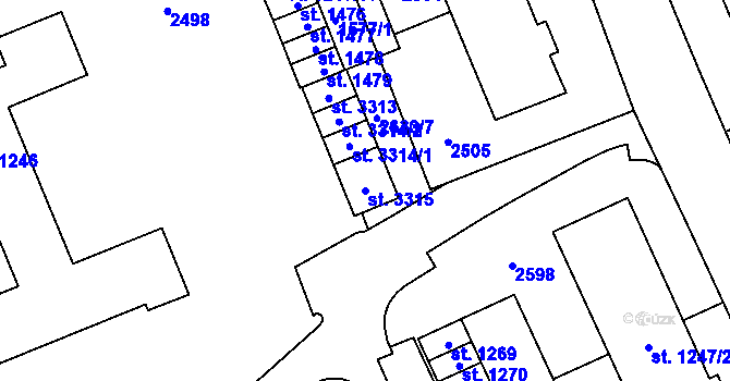 Parcela st. 3315 v KÚ Litomyšl, Katastrální mapa