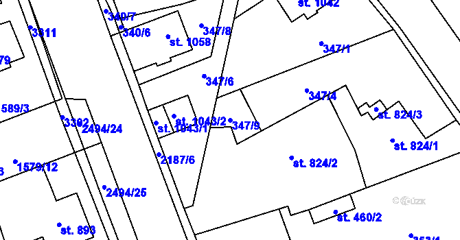 Parcela st. 347/9 v KÚ Litomyšl, Katastrální mapa