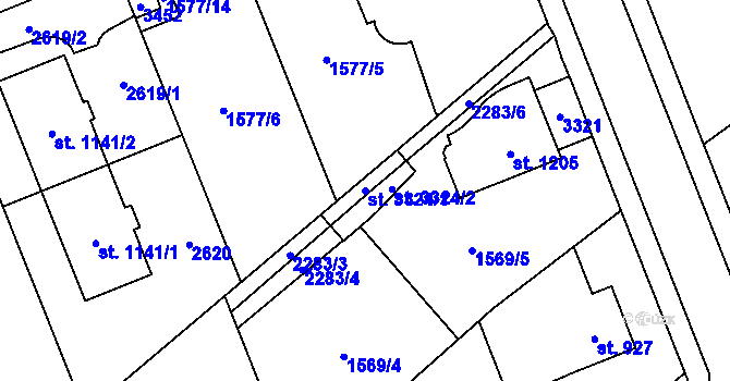 Parcela st. 3324/1 v KÚ Litomyšl, Katastrální mapa