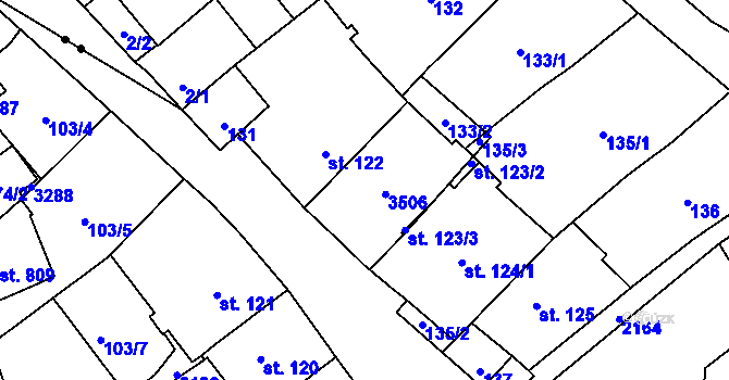 Parcela st. 123/1 v KÚ Litomyšl, Katastrální mapa