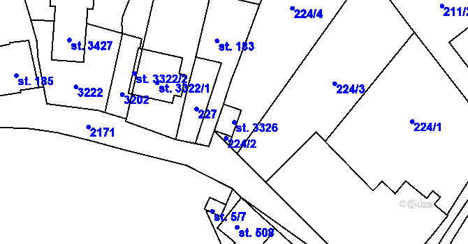 Parcela st. 3326 v KÚ Litomyšl, Katastrální mapa