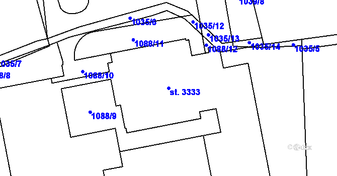 Parcela st. 3333 v KÚ Litomyšl, Katastrální mapa