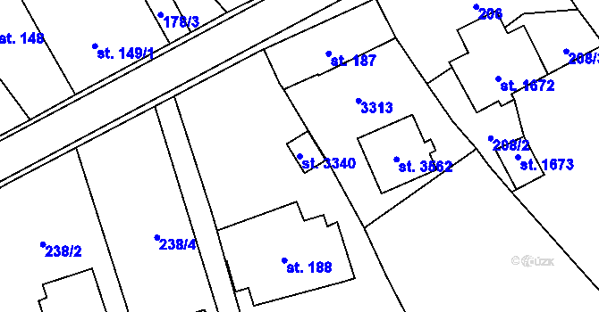 Parcela st. 3340 v KÚ Litomyšl, Katastrální mapa