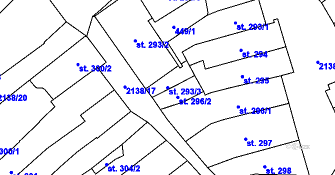 Parcela st. 293/3 v KÚ Litomyšl, Katastrální mapa