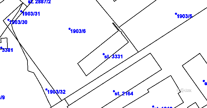 Parcela st. 3331 v KÚ Litomyšl, Katastrální mapa