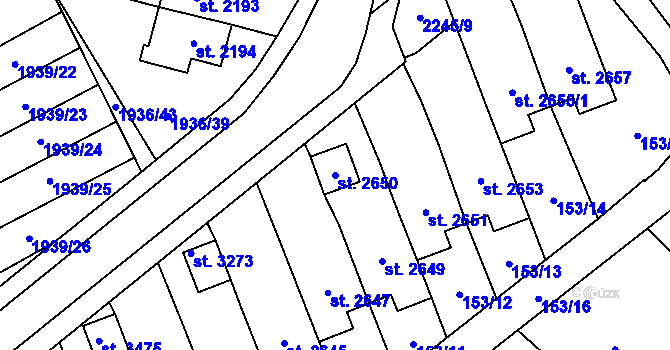 Parcela st. 2650 v KÚ Litomyšl, Katastrální mapa