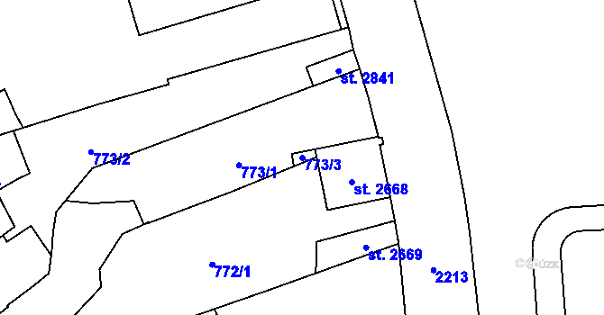 Parcela st. 773/3 v KÚ Litomyšl, Katastrální mapa
