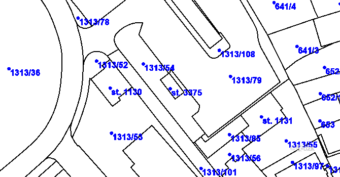 Parcela st. 3375 v KÚ Litomyšl, Katastrální mapa