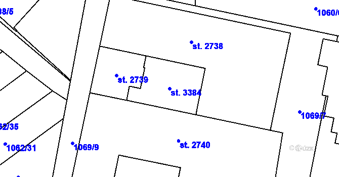 Parcela st. 3384 v KÚ Litomyšl, Katastrální mapa