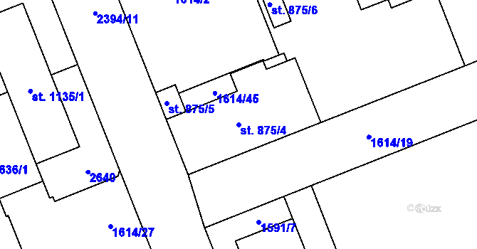 Parcela st. 875/4 v KÚ Litomyšl, Katastrální mapa