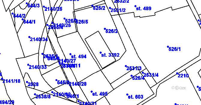 Parcela st. 3392 v KÚ Litomyšl, Katastrální mapa