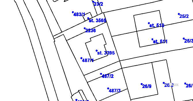 Parcela st. 3395 v KÚ Litomyšl, Katastrální mapa