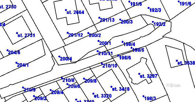 Parcela st. 210/11 v KÚ Litomyšl, Katastrální mapa