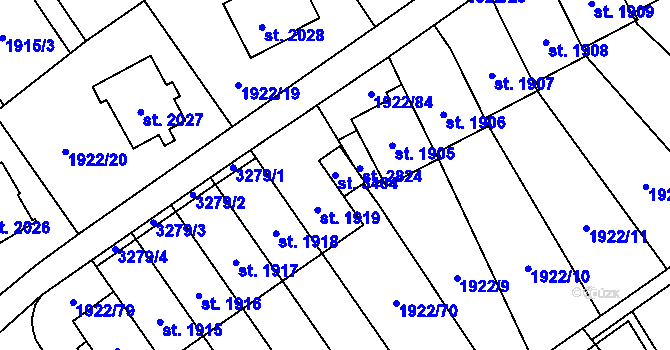 Parcela st. 3404 v KÚ Litomyšl, Katastrální mapa
