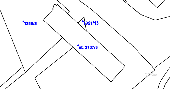 Parcela st. 2737/4 v KÚ Litomyšl, Katastrální mapa