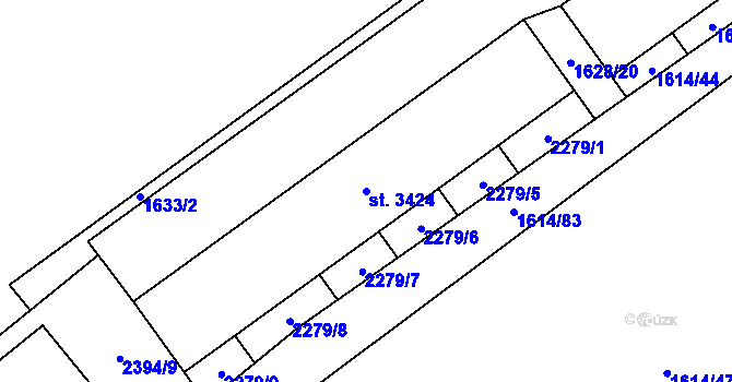 Parcela st. 3424 v KÚ Litomyšl, Katastrální mapa