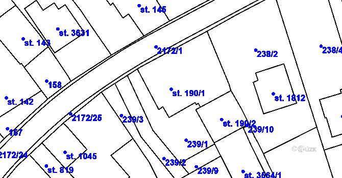 Parcela st. 190/1 v KÚ Litomyšl, Katastrální mapa