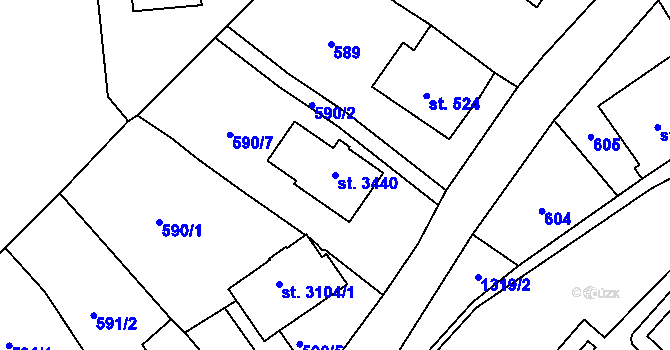 Parcela st. 3440 v KÚ Litomyšl, Katastrální mapa