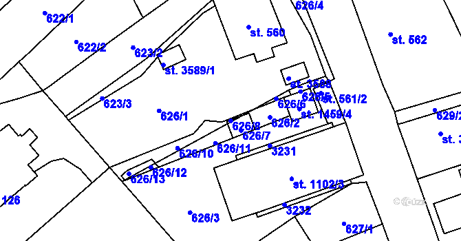 Parcela st. 626/8 v KÚ Litomyšl, Katastrální mapa