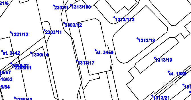 Parcela st. 3459 v KÚ Litomyšl, Katastrální mapa