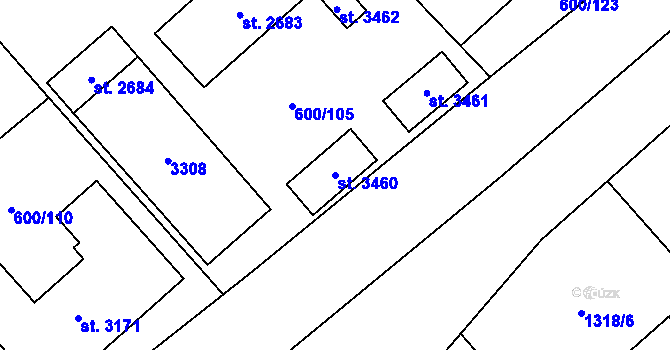 Parcela st. 3460 v KÚ Litomyšl, Katastrální mapa