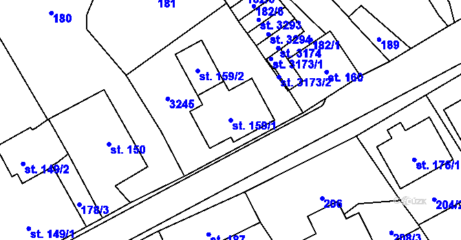 Parcela st. 159/1 v KÚ Litomyšl, Katastrální mapa